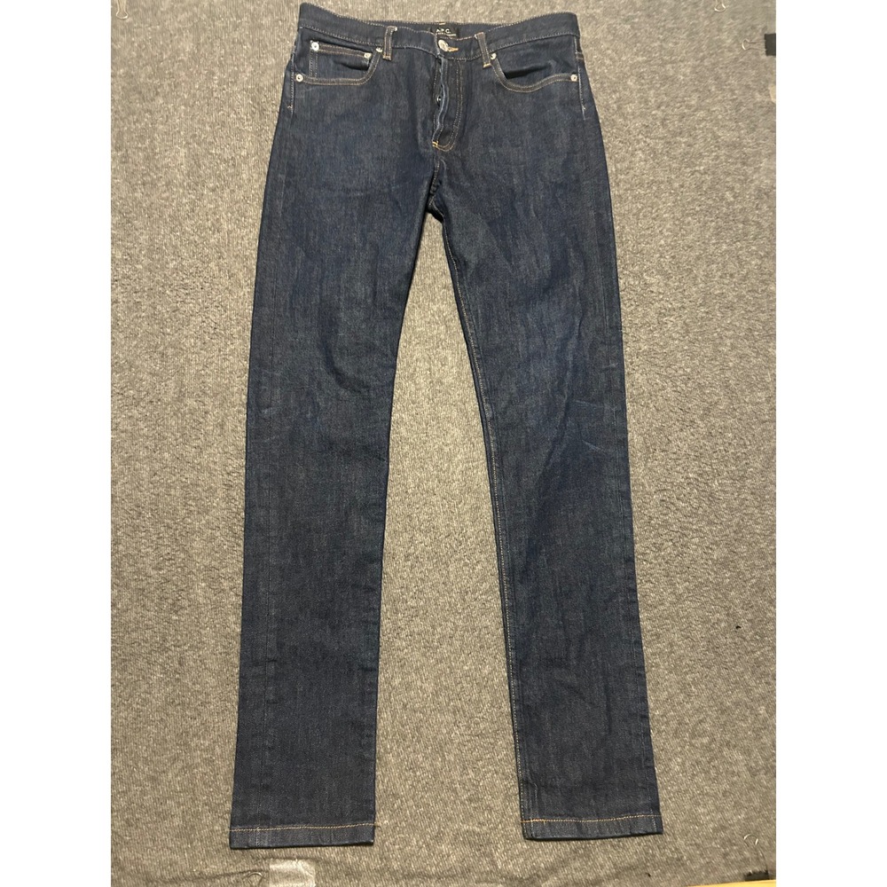 A.P.C petit new standard jeans mens size 30X32 slim button fly dark wash blue